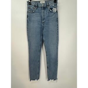 AGOLDE Los Angeles Women's Distressed Button Fly‎ Nico High Rise Jeans Size 24